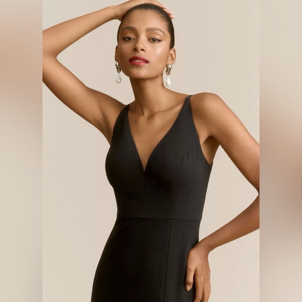BHLDN Stella Sleeveless V-Neck Stretch Crepe Maxi Dress
